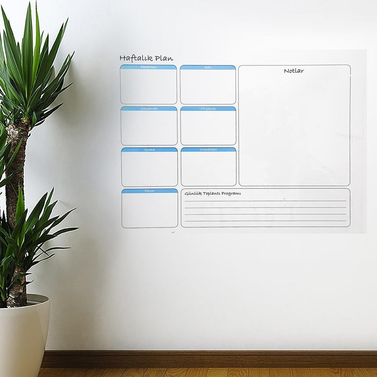 miorashop® Haftalık Planlayıcı Manyetik Duvar Stickerı Takvim 56 cm x 70 cm