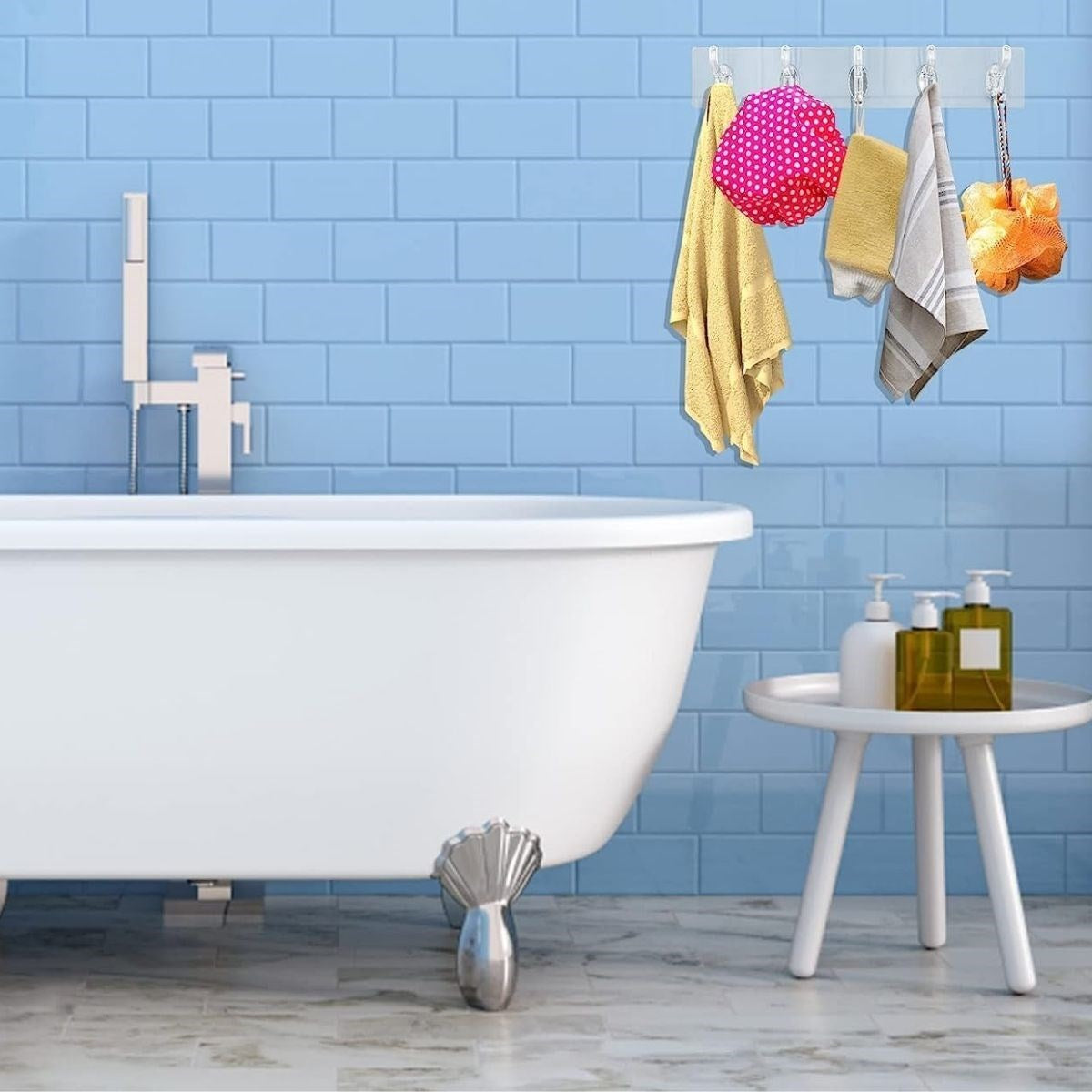 miorashop® 5'li Güçlü Yapışkanlı Şeffaf Duvar Askısı Banyo Mutfak Düzenleyici Pratik Askılık