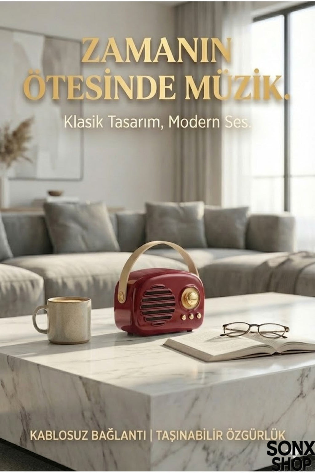 Nostaljik Retro Bluetooth Hoparlör - FM Radyo, USB ve Bluetooth Kablosuz Hoparlör