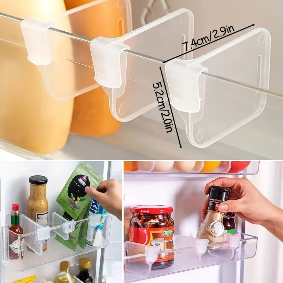 miorashop® 10'luŞeffaf Buzdolabı Yan Kapı Düzenleyici Buzdolabı Dolap İçi Bölümleyici Aparatlar