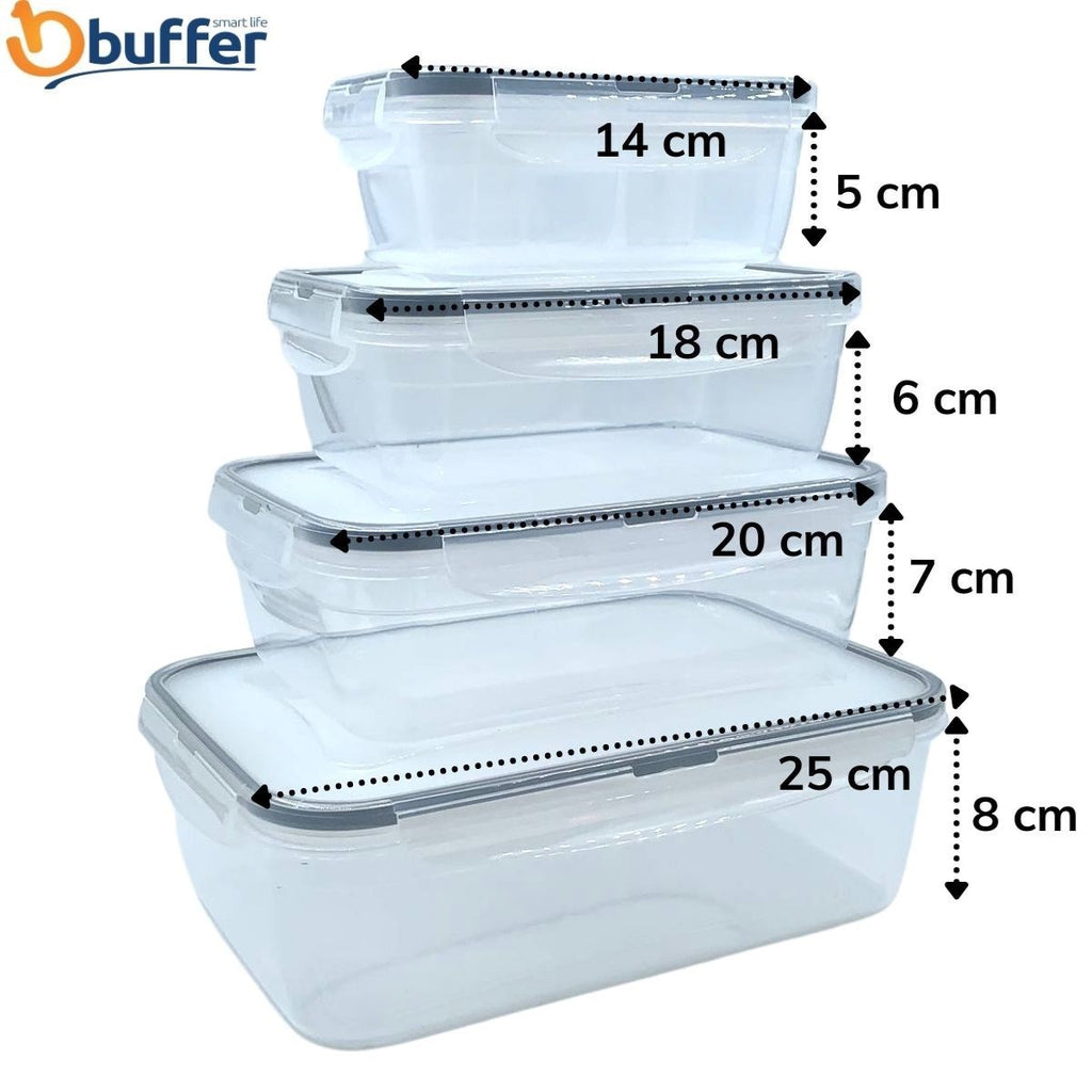 miorashop® 4lü İç İçe Sızdırmaz Contalı Kilitli Kapaklı Plastik Erzak Saklama Kapları LC315