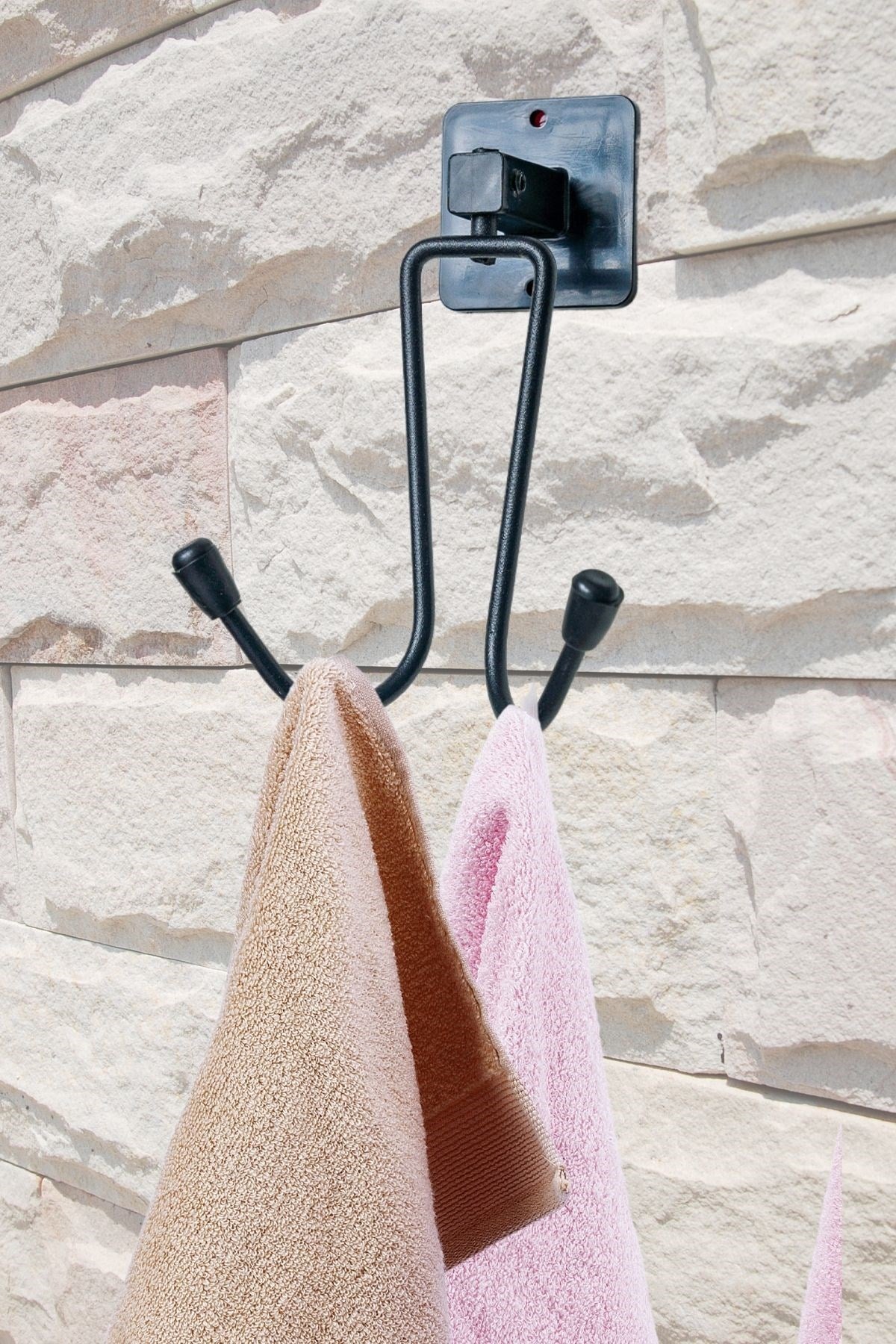 miorashop® Kendiliğinden Yapışkanlı Siyah Paslanmaz Metal Bornoz ve Havlu Askılığı