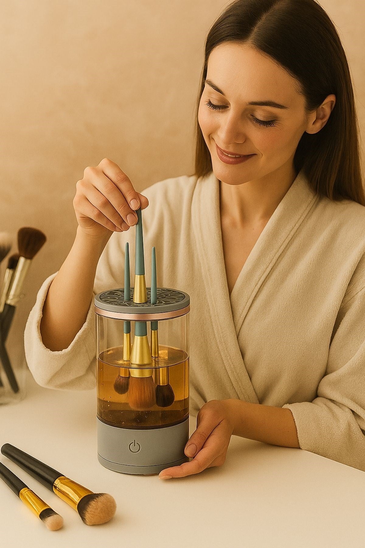 miorashop® USB Şarjlı Makyaj Fırçası Temizleyici Aparat Hızlı Kurutmalı, Çok Yönlü Fırça Temizleyici