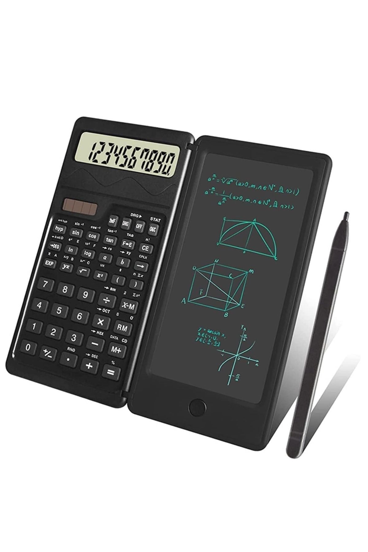 miorashop® Silinebilir LCD Yazı Tabletli,Kalemli Katlanabilir Bilimsel Hesap Makinesi