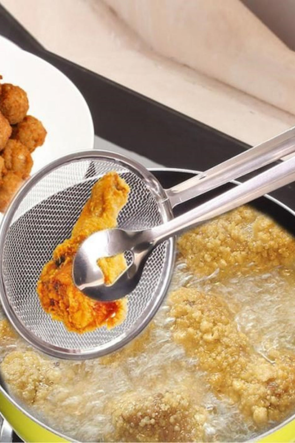 miorashop® Çok Amaçlı Süzgeçli Paslanmaz Metal Haşlama Ve Kızartma Maşası