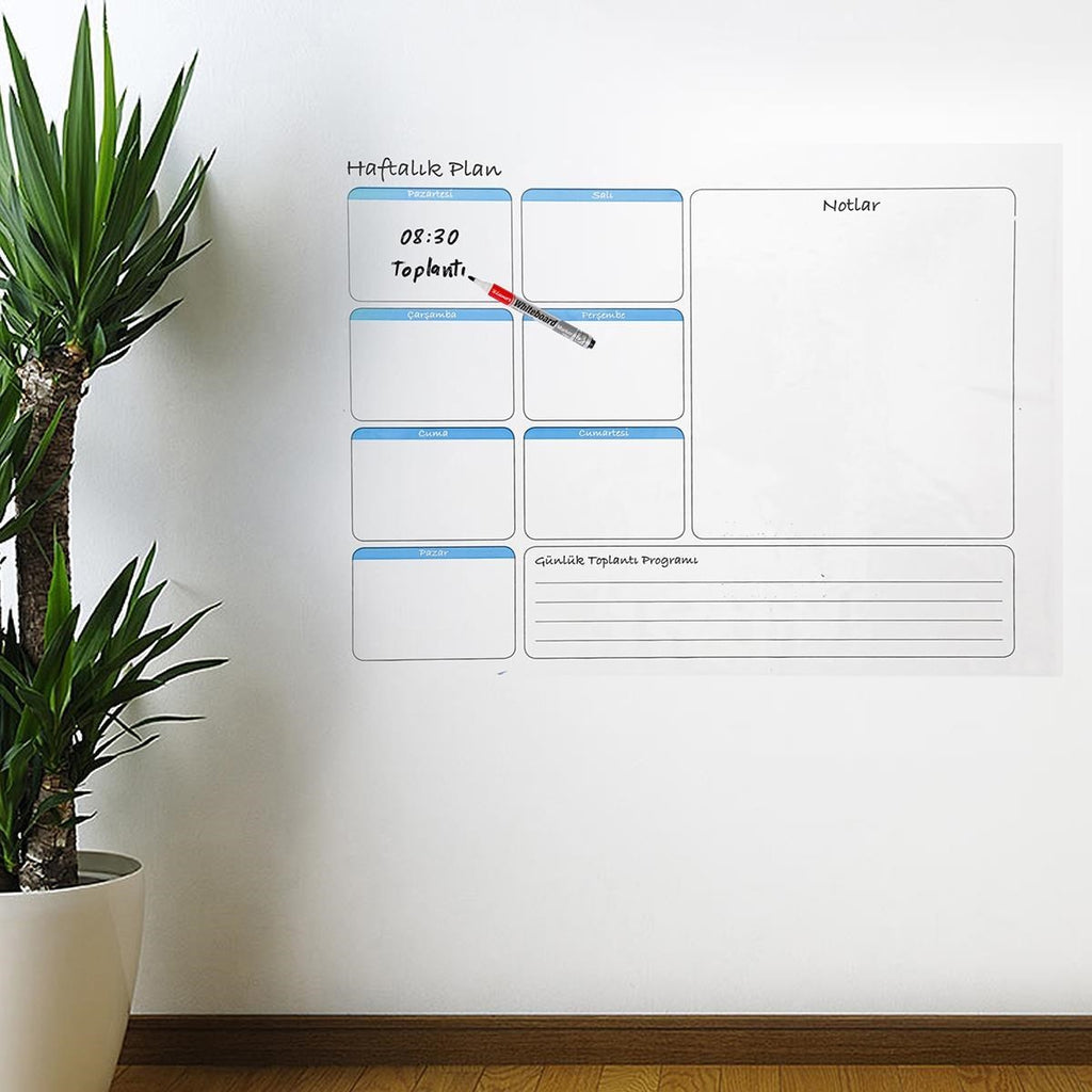 miorashop® Haftalık Planlayıcı Manyetik Duvar Stickerı Takvim 56 cm x 70 cm