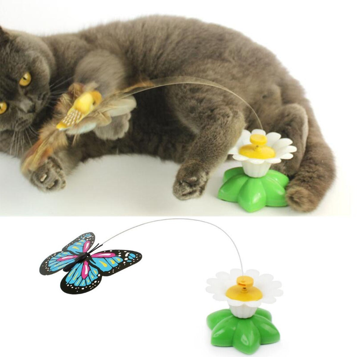 miorashop® Hareketli Dönen Kelebek - Kedi Oyuncağı ( Pille Çalışır)