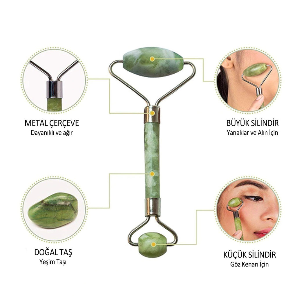 miorashop® Yeşim Taşı Çift Taraflı Cilt Masaj Aleti