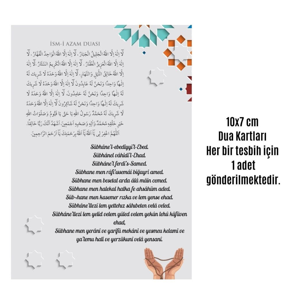 Namaz Tesbihi Vavlı 99'lu Cam İncili İsmi Azam Dua Kartı İle Pembe Renk Hediyelik 10 Adet