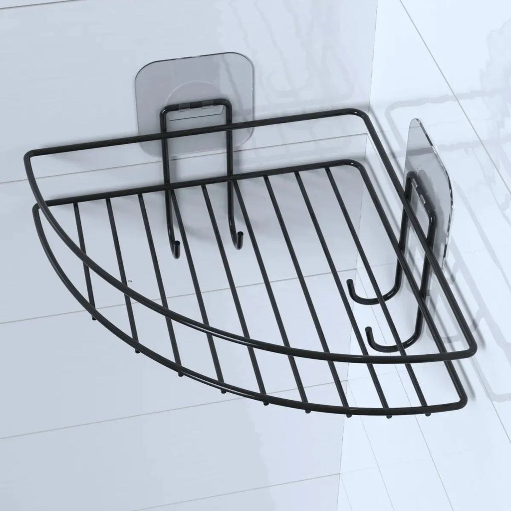 miorashop® Yapışkanlı Banyo Köşeliği Kancalı Köşe Rafı Duş Şampuanlık Duvar Düzenleyici Organizer Raf