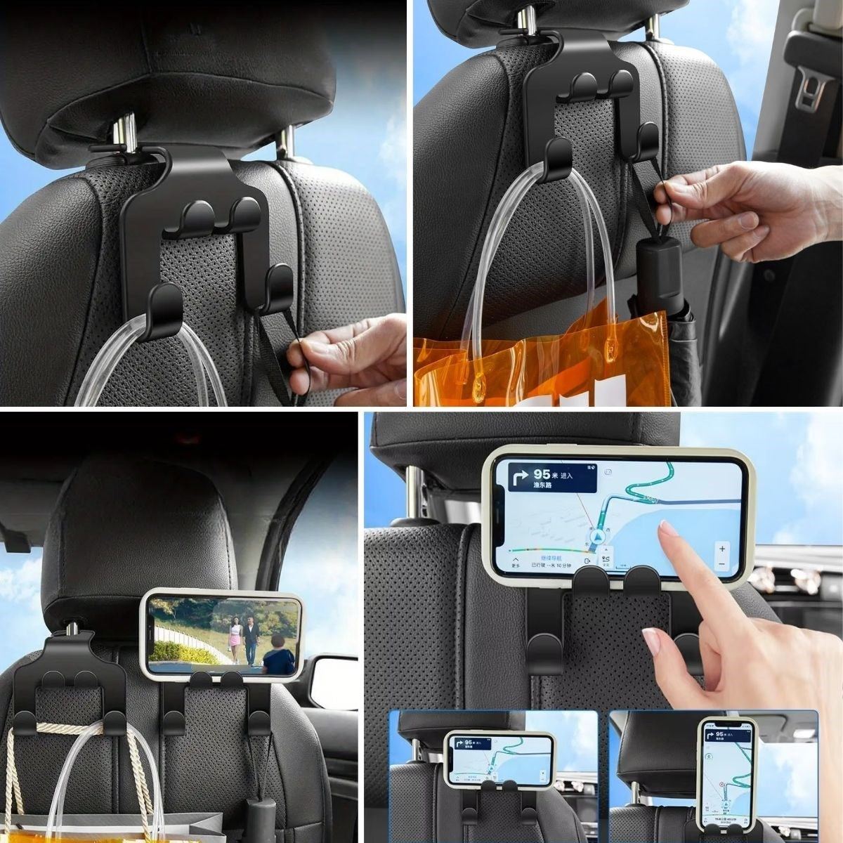 miorashop® Oto Koltuk Arkası Düzenleyici Organizer Askılıklı Telefon,Tablet Tutucu