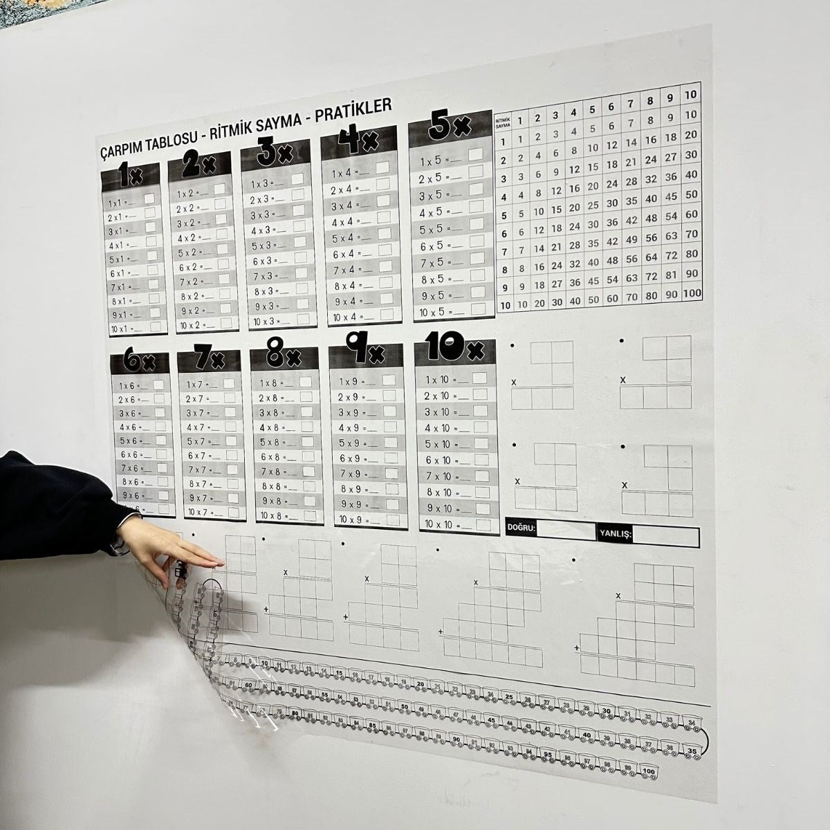 miorashop® Çarpım Tablosu Ezberleme Manyetik Duvar Stickerı 105 x 100 cm