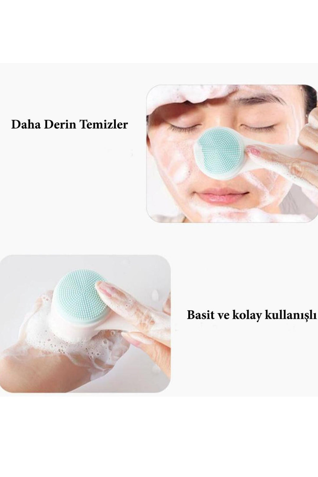 miorashop® 2li Set Çift Taraflı Cilt Temizleme Fırçası ve Yeşim Taşı Çift Taraflı Cilt Masaj Aleti