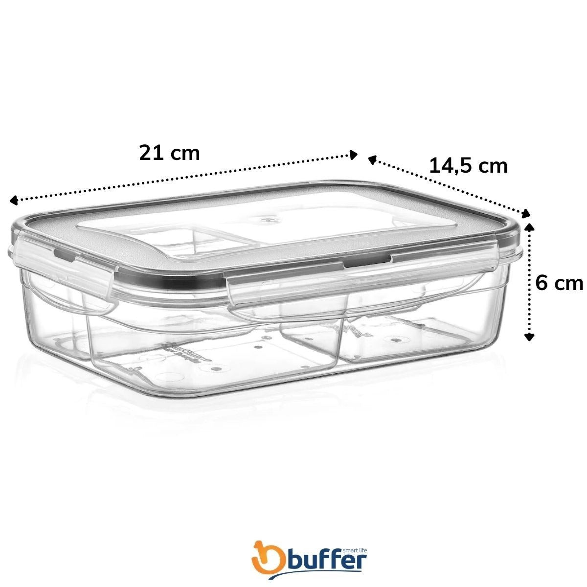 miorashop® 4 Bölmeli Sızdırmaz Contalı Kilitli Kapaklı 1 Litre Erzak Saklama Kabı -LC520