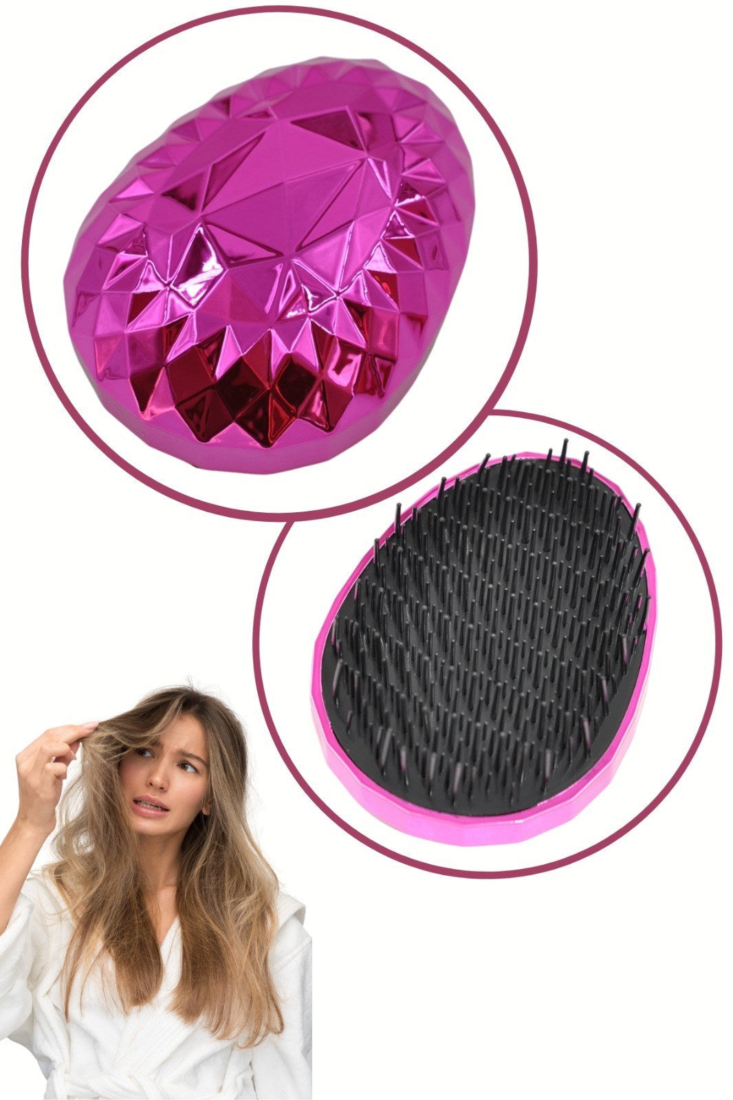 miorashop® Neon Pembe Düzleştirici Tarak Geniş AralıklıHer Saç Tipine Uygun Fırçalı Saç Düzleştirici