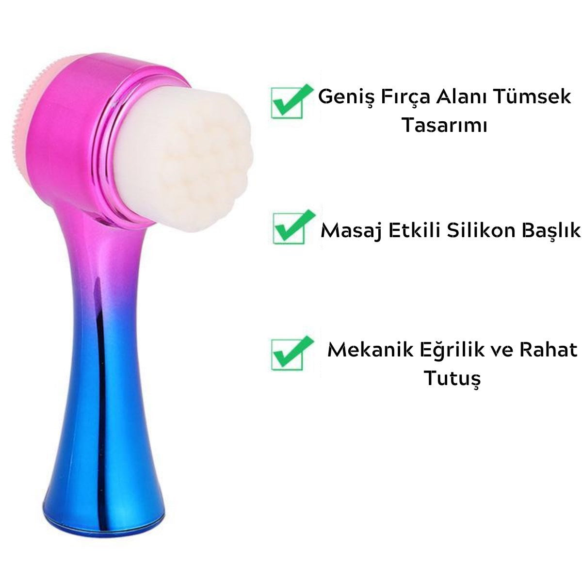 miorashop® Çift İşlevli Renkli Cilt Yüz Temizleme Fırçası Peeling Masaj Etkili Gözenek Temizleyici Alet