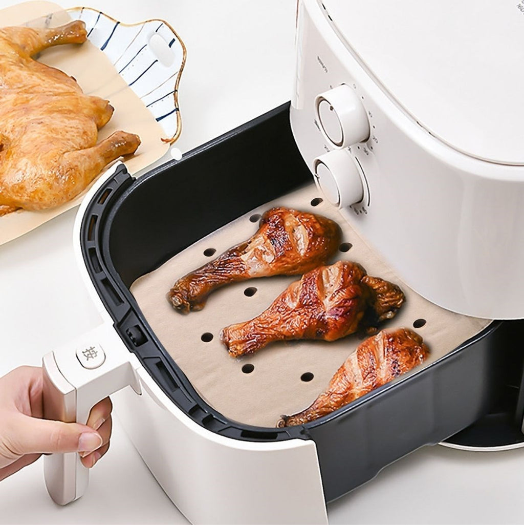 miorashop® 250 Adet Air Fryer Pişirme Kağıdı Tek Kullanımlık Hava Fritöz Yağ Geçirmez Yapışmaz Gıda Pişirme Kağıdı Delikli Kare Model