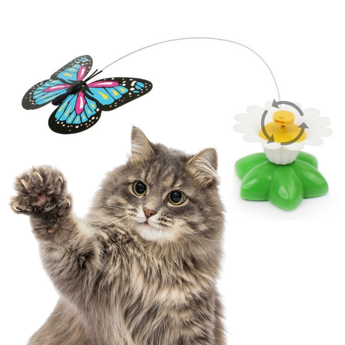 miorashop® Hareketli Dönen Kelebek - Kedi Oyuncağı ( Pille Çalışır)