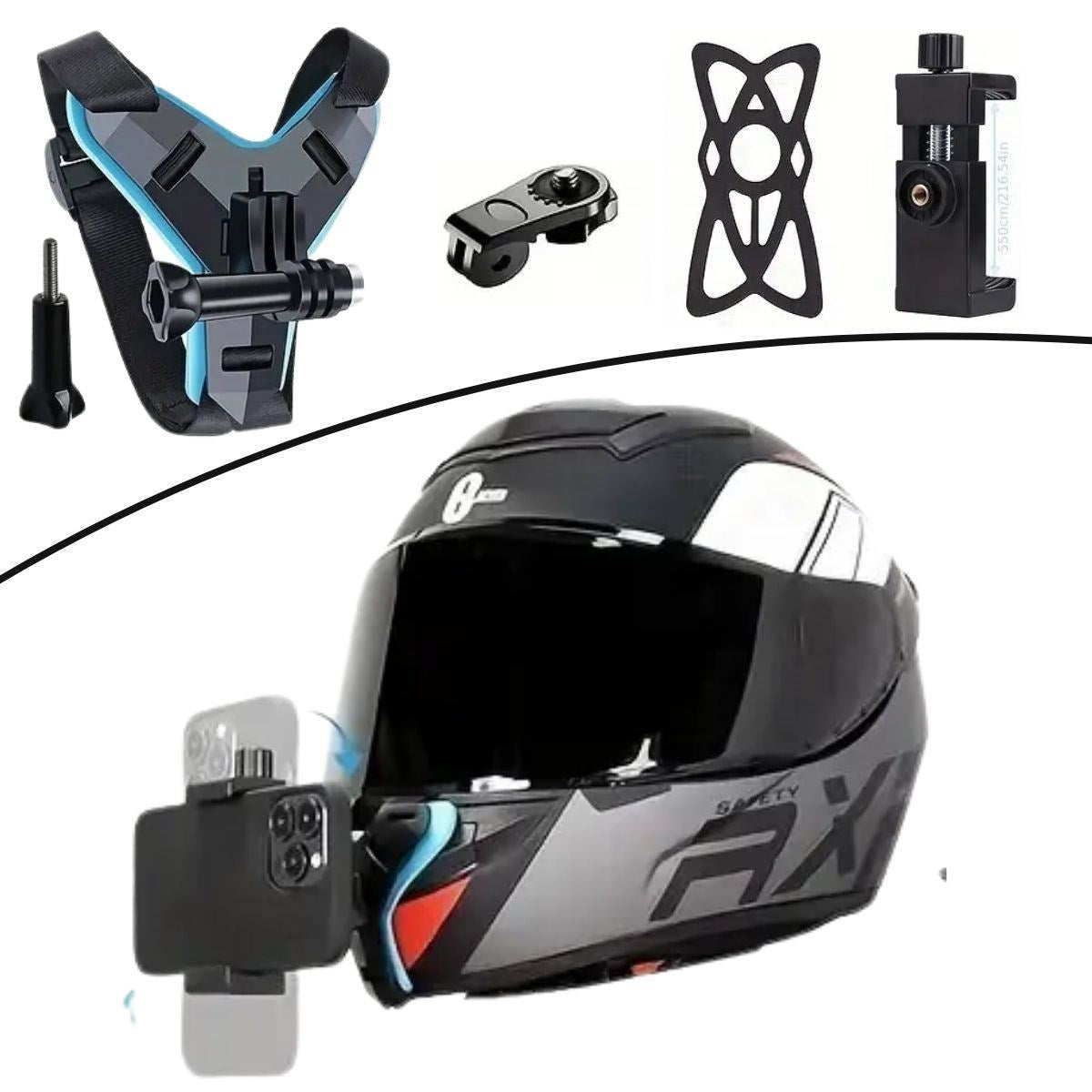 miorashop® Motorsiklet Kask Önü Takılan Telefon Tutucu Aksiyon Kamerası Takılabilen Aparat