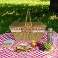 miorashop® 2 Kapaklı Dikdörtgen Plastik Rattan Piknik Sepeti – Doğal Hasır Görünümlü Çok Amaçlı Piknik, Plaj ve Bahçe Sepeti