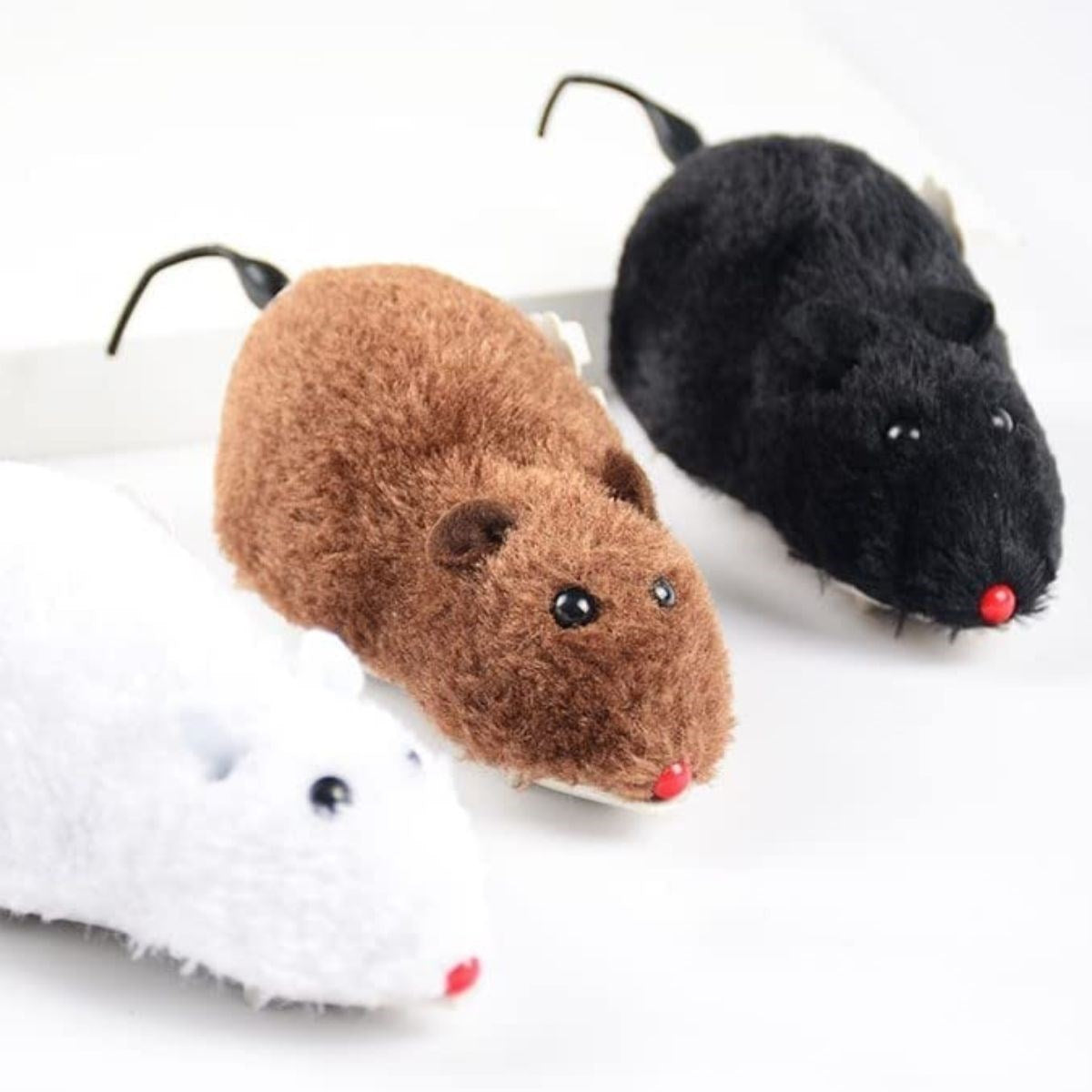 miorashop® Kurmalı Kedi Eğitim Oyuncağı Tüylü Peluş Fare Yakalama İnteraktif Sevimli Eğlenceli Oyuncak