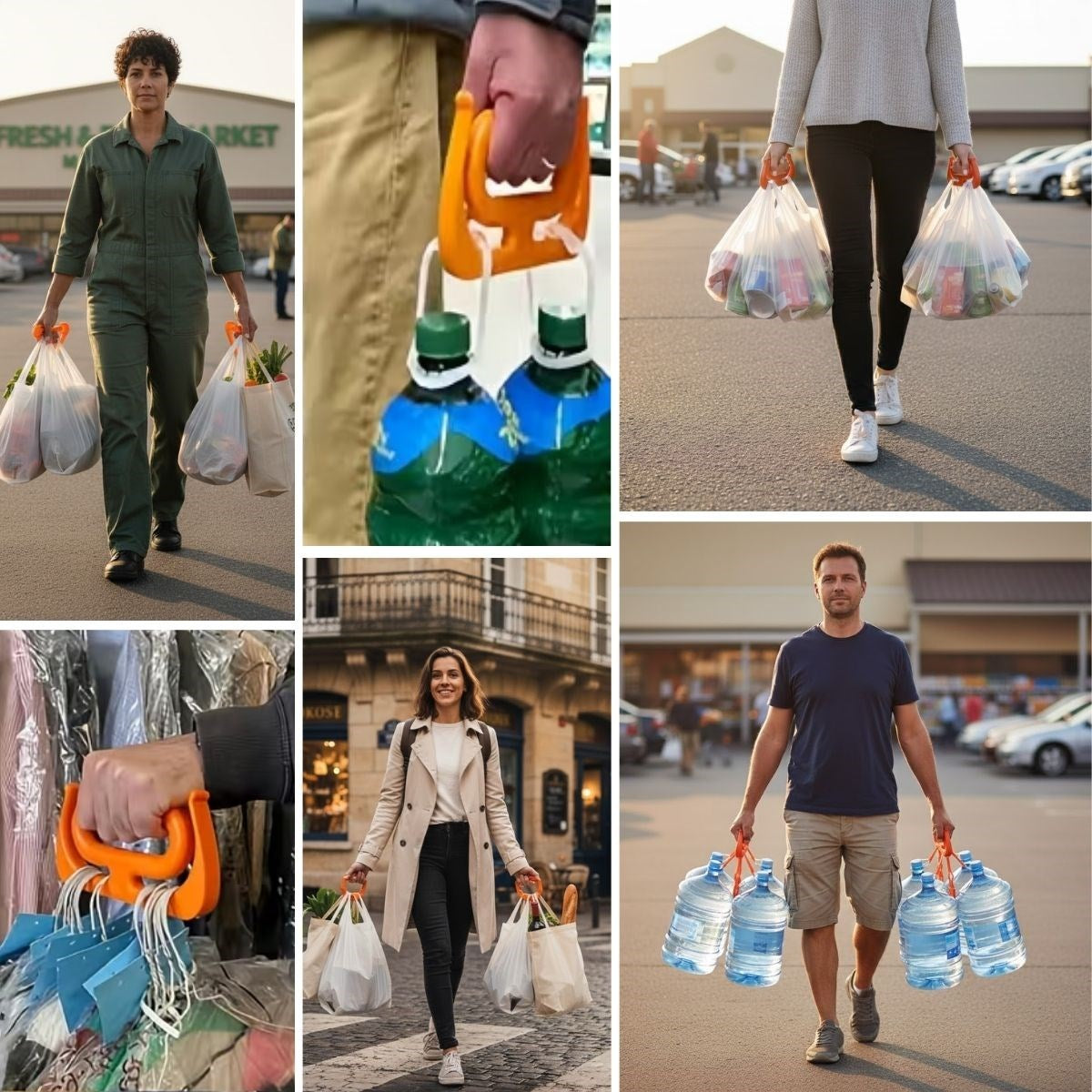 "miorashop® Ergonomik Poşet Taşıma Aparatı – Ağır Yük Taşıyıcı Tutacak, Elden Kesme Yapmayan Kolay Taşıma Kancası, Market ve Alışveriş Çantası Taşıyıc