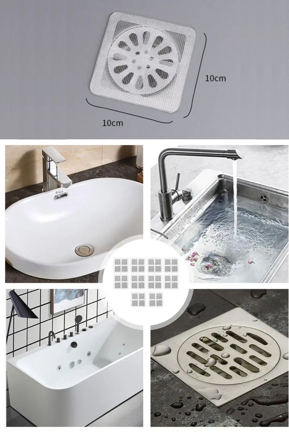 miorashop® 10'lu Banyo ve Mutfak Lavabo Koku Önleyici ve Haşere Böcek Önleyici Gider Filtresi
