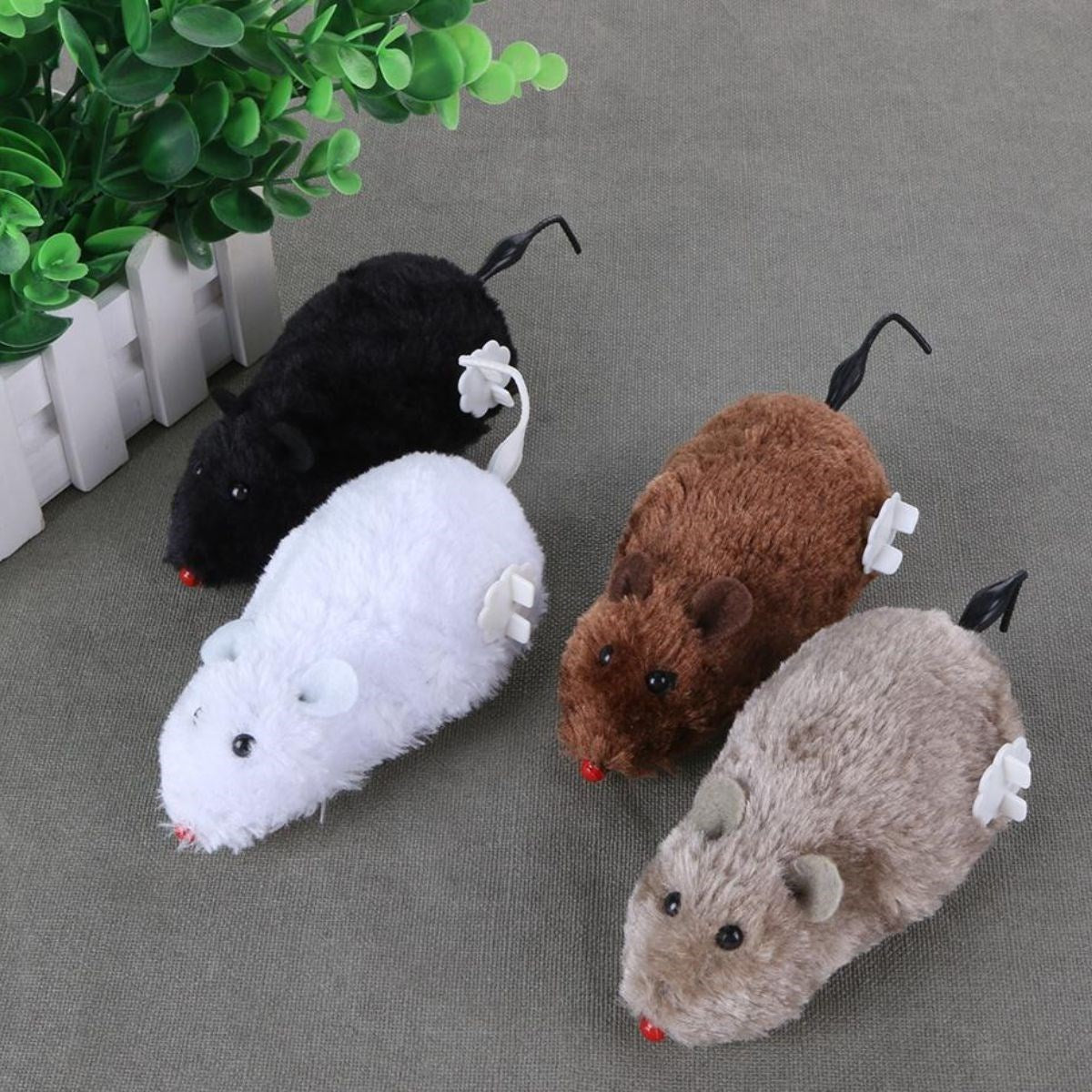 miorashop® Kurmalı Kedi Eğitim Oyuncağı Tüylü Peluş Fare Yakalama İnteraktif Sevimli Eğlenceli Oyuncak