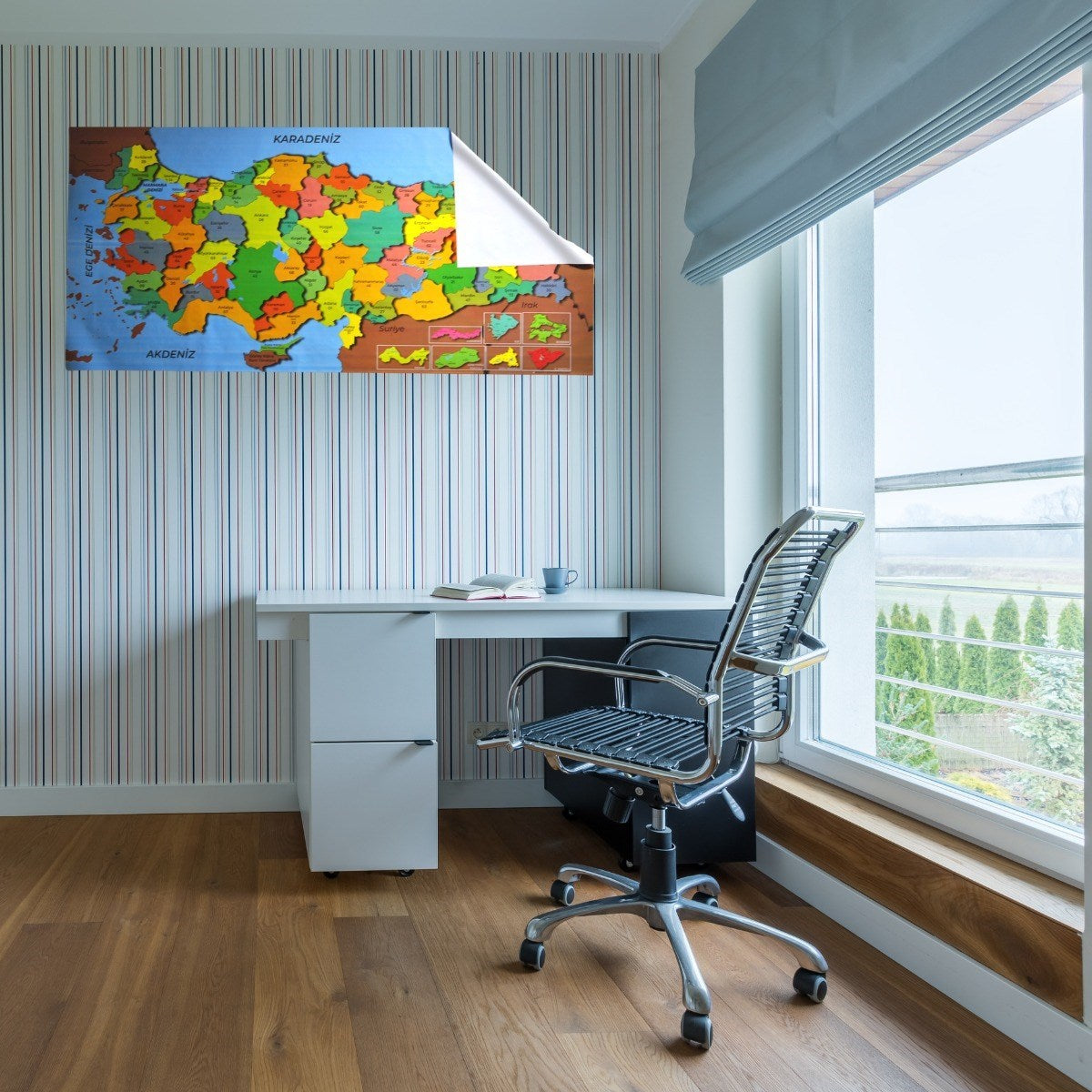 miorashop® Renkli Türkiye Haritası Manyetik Yapıştırıcı Gerektirmeyen Duvar Stickerı 118 CM * 56 CM