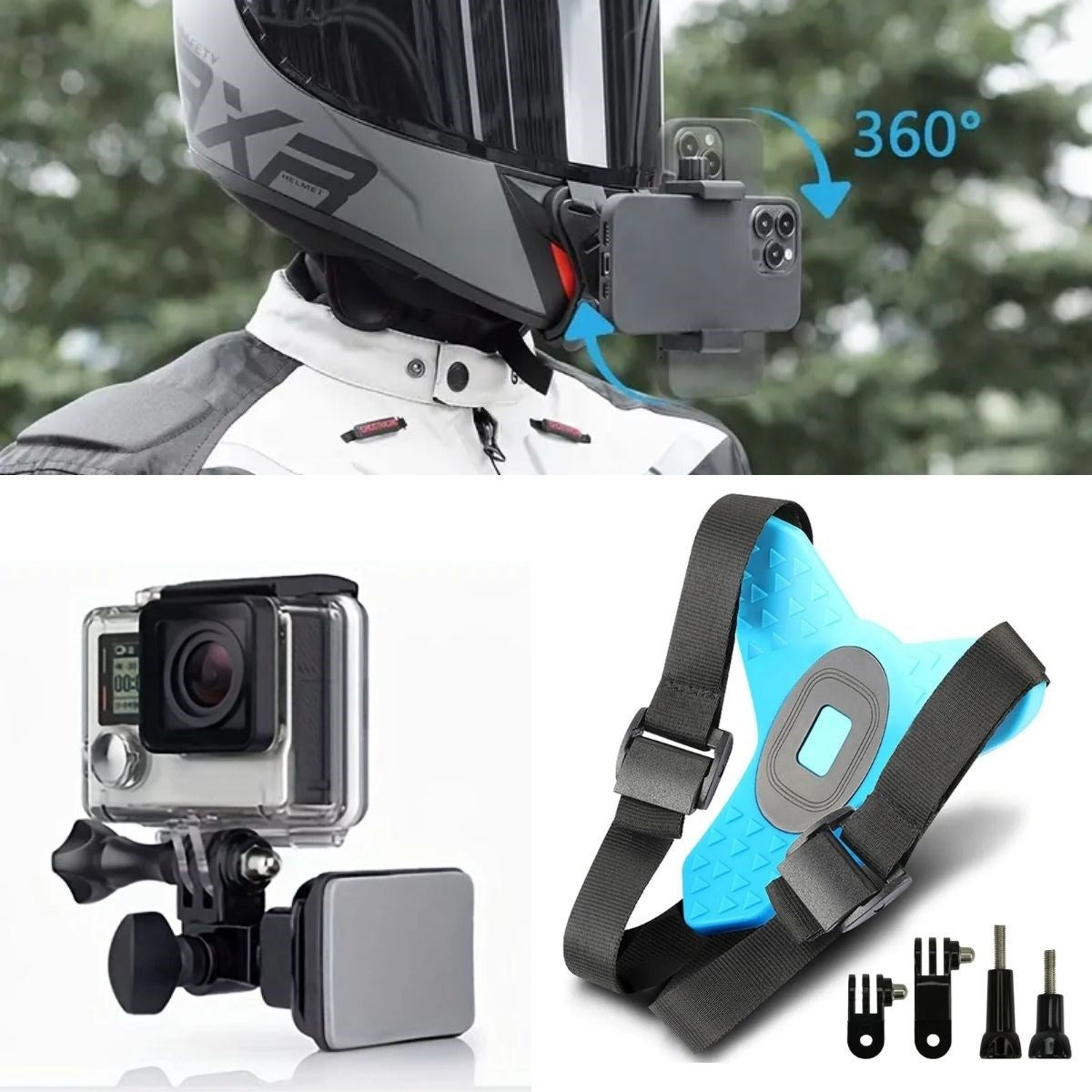 miorashop® Motorsiklet Kask Önü Takılan Telefon Tutucu Aksiyon Kamerası Takılabilen Aparat