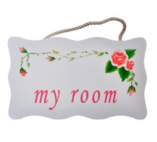miorashop® Decotown My Room Benim Odam Dekoratif Çiçek Desenli Kapı Askısı