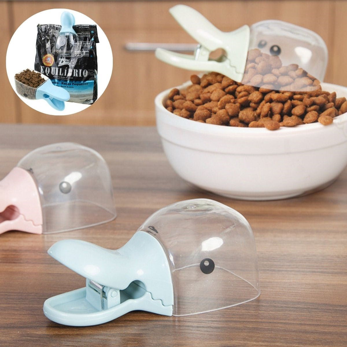 miorashop® Ördek Tasarımlı Mandallı Tazelik Koruyan Ölçekli Kuru Mama Kaşığı Mama Ölçeği