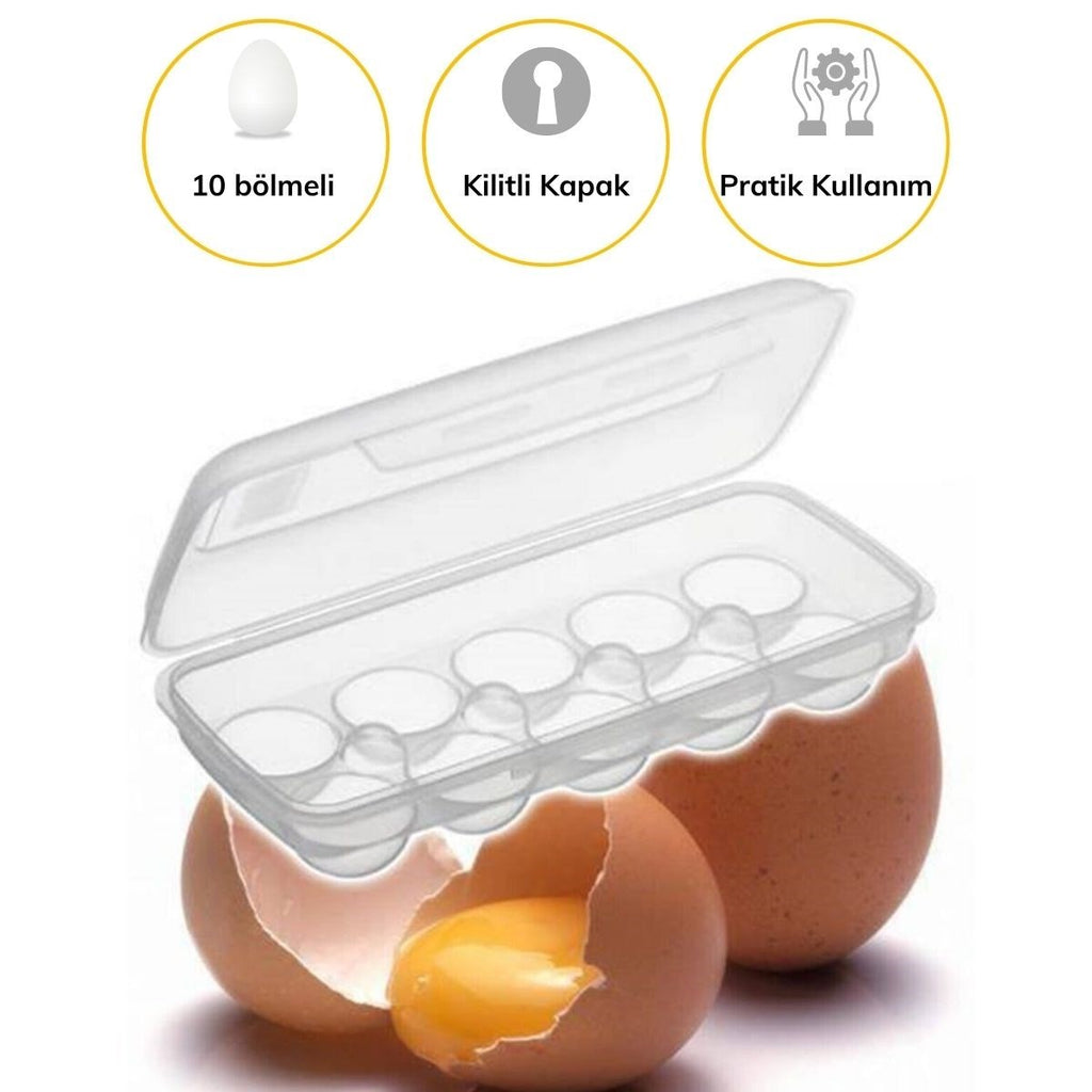 miorashop® 10 Bölmeli Kilitli Kapaklı Yumurtalık Saklama Kutusu YU110