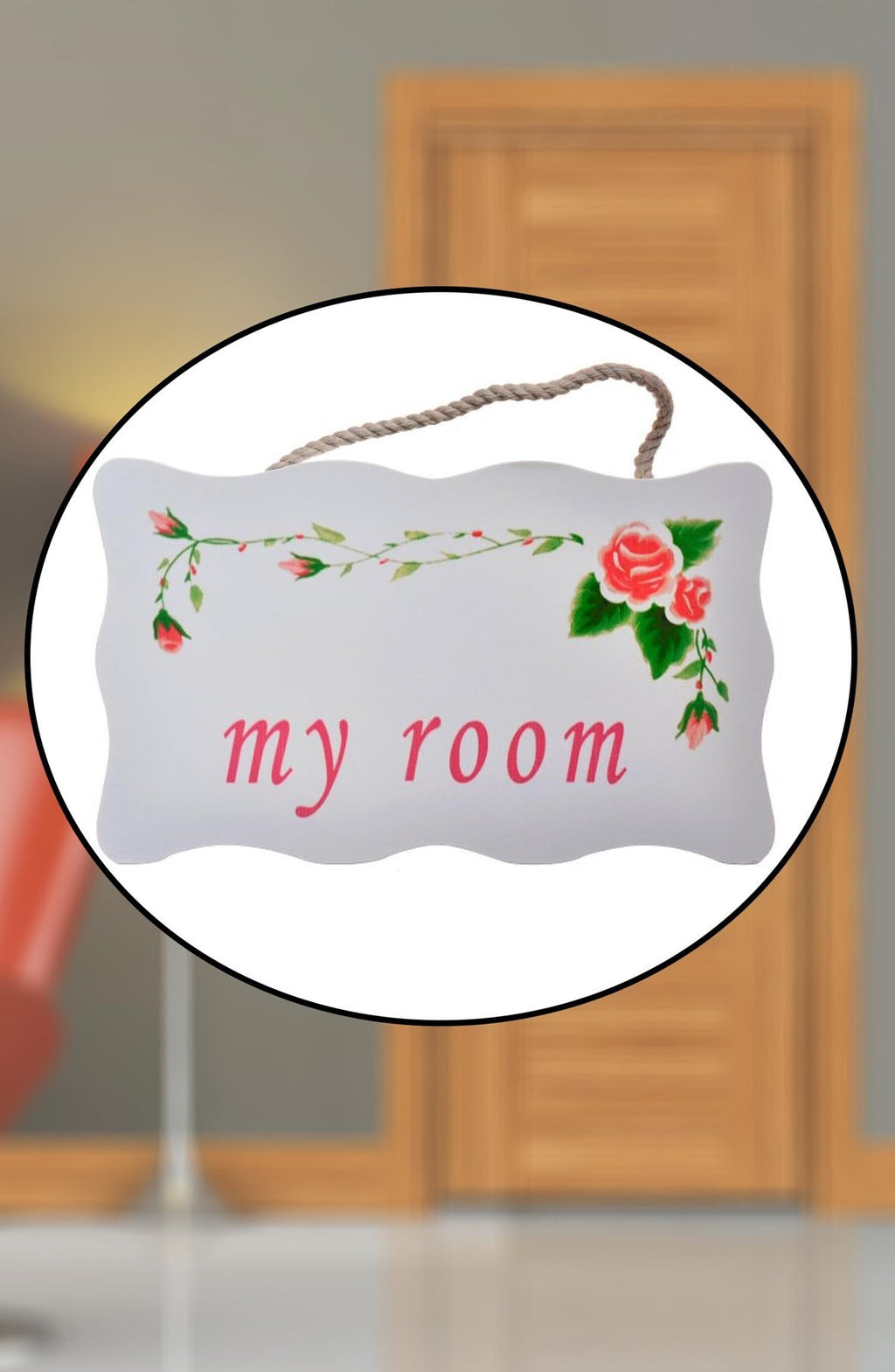 miorashop® Decotown My Room Benim Odam Dekoratif Çiçek Desenli Kapı Askısı