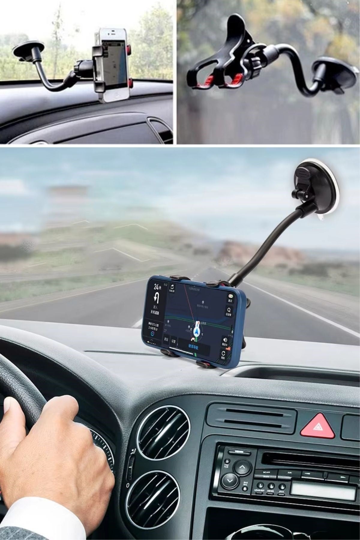 miorashop® Akrobat Cama Sabitlenen Güçlü Vakumlu 360 Derece Dönen Tüm Modellere Uyan Oto Telefon Tutucu