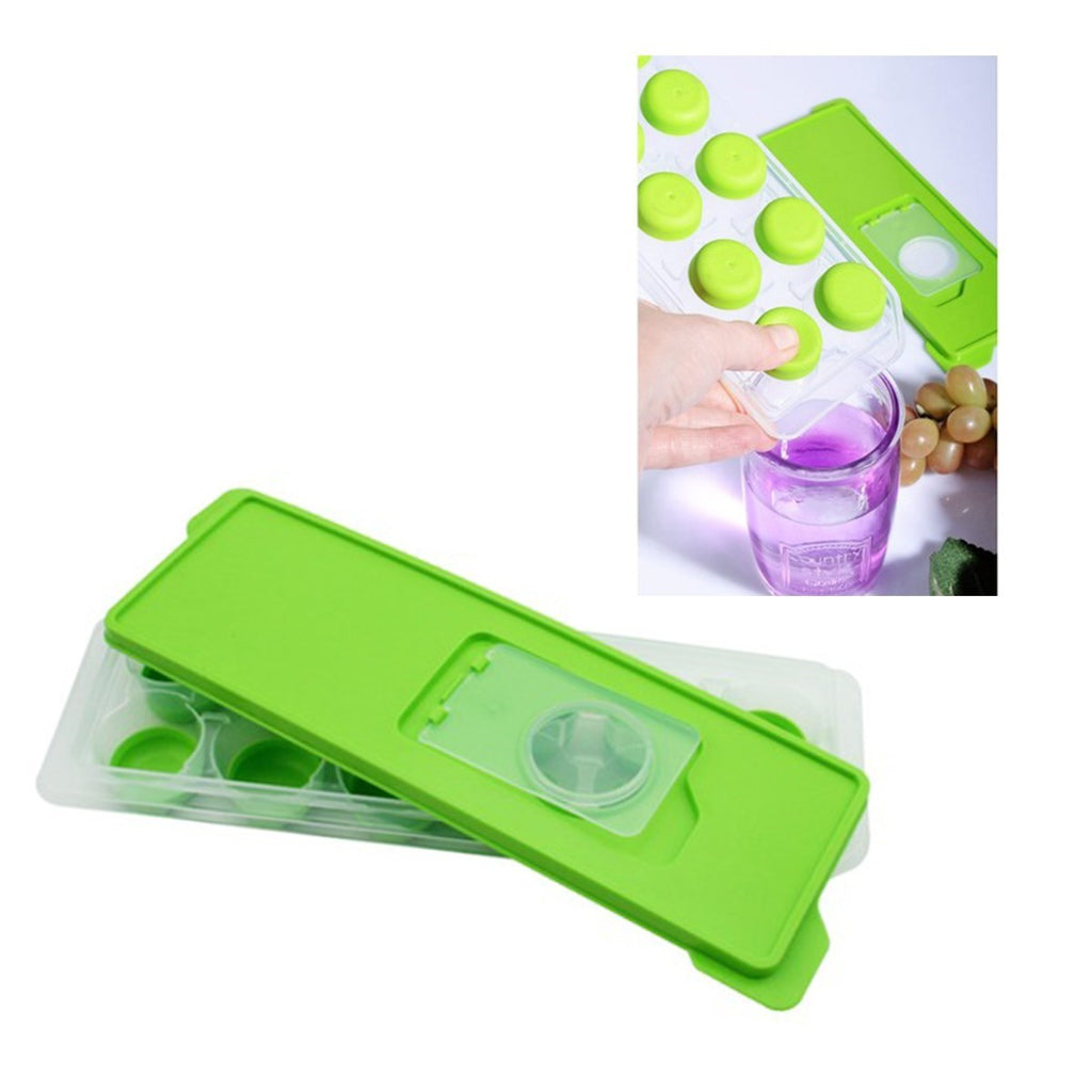miorashop® 12li Kapaklı Yapışmaz Silikon Tabanlı Plastik Küp Buz Kalıbı