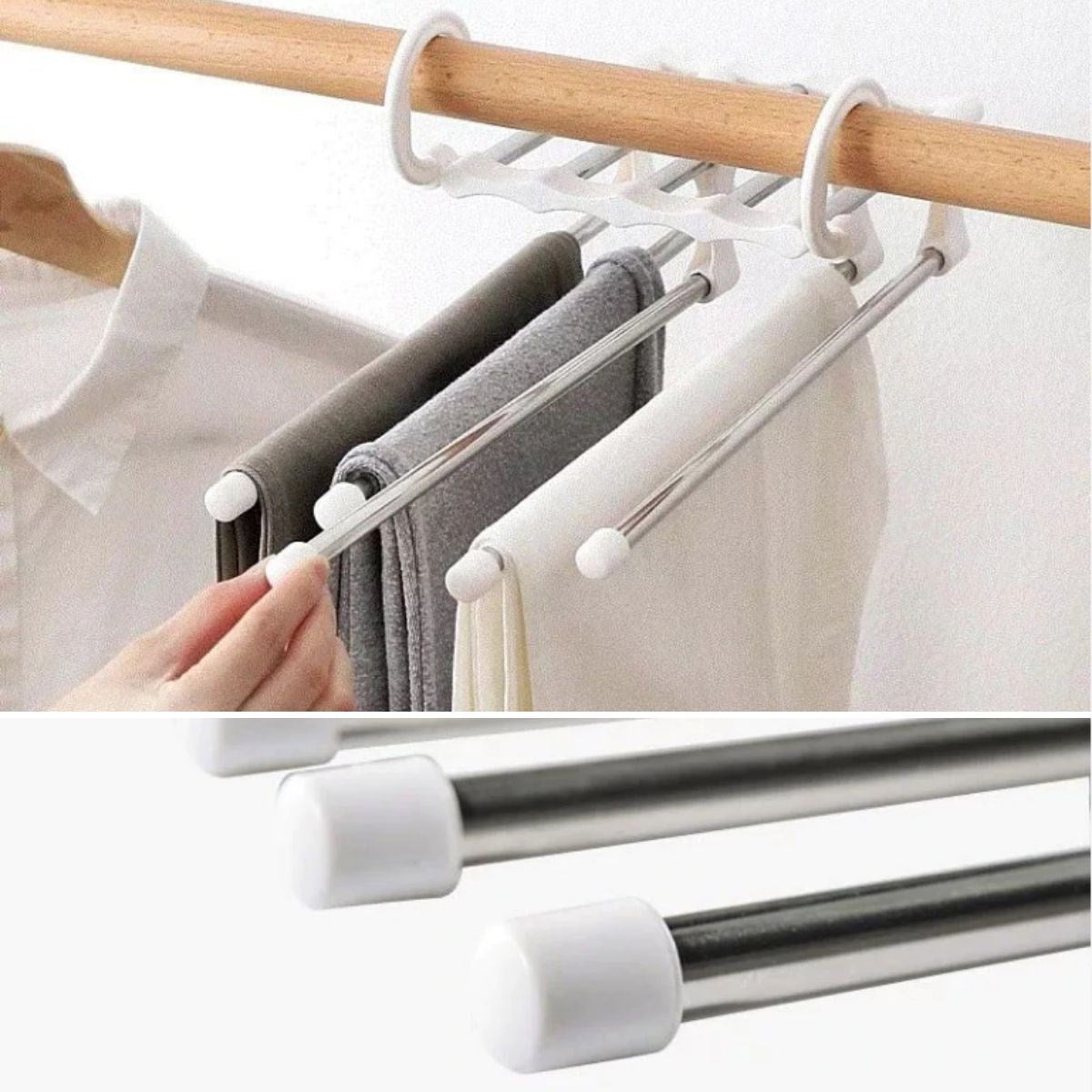miorashop®  Hareketli Dolap İçi Pantolon Kravat Şal Askı Sistemi Düzenleyici Katmanlı Askılık Organizer