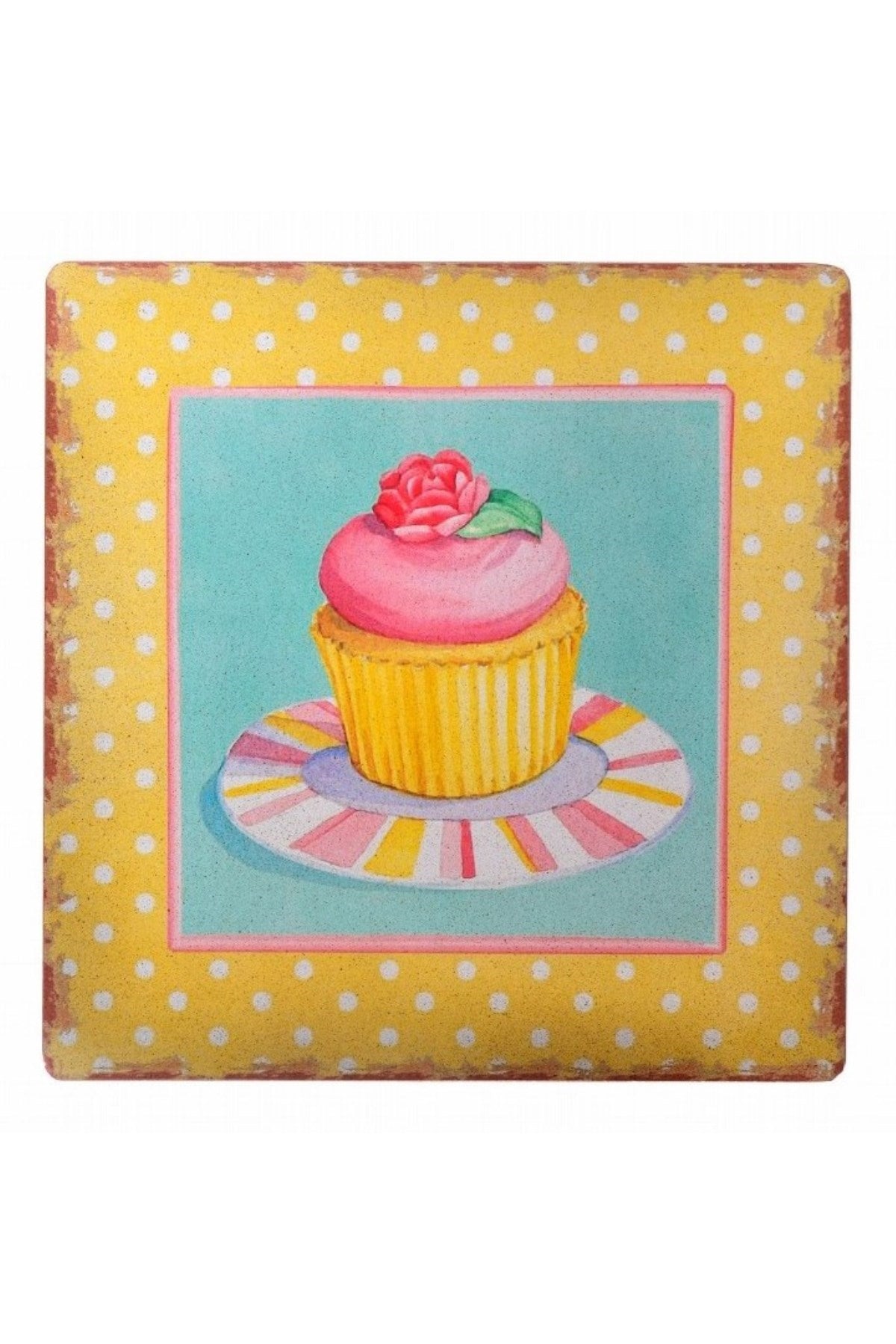 miorashop® Decotown Duvar Panosu 40*40 Cup Cake Muffin Motifli Duvar Süsü