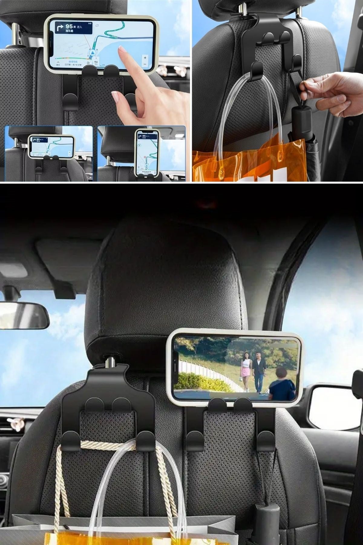 miorashop® Oto Koltuk Arkası Düzenleyici Organizer Askılıklı Telefon,Tablet Tutucu