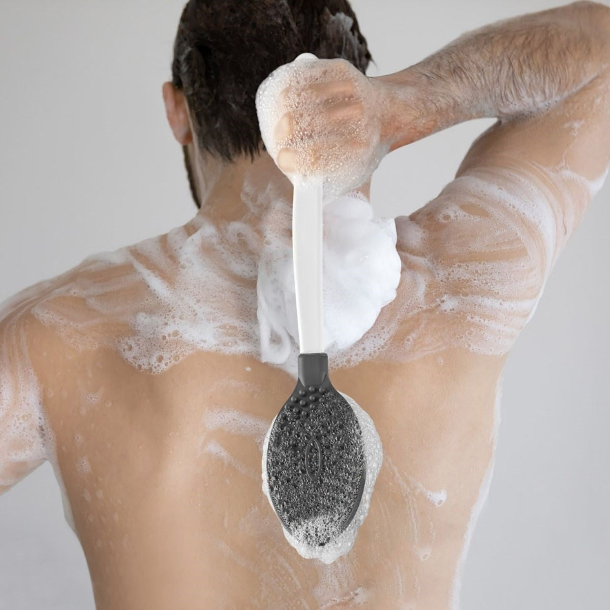 miorashop® Silikon Masajlı Uzun Saplı Vücut Masaj Fırçası Banyo Sırt Kesesi Saplı Yumuşak Fırça