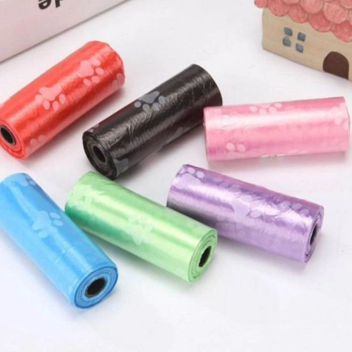 miorashop® 4lü Evcil Hayvanlar Için Pati Desenli Kedi Köpek Kaka Poşeti Torbası