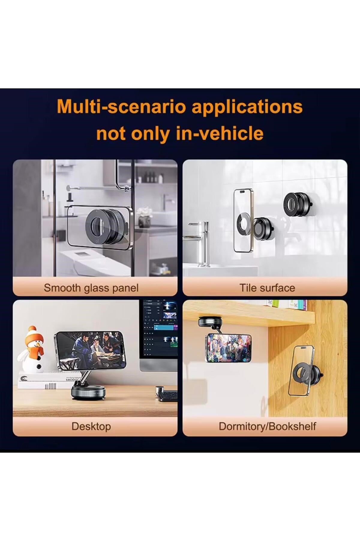 Manyetik vakumlu Araç İçi Telefon Tutucu - 360 Derece Dönebilen Ayaklı
