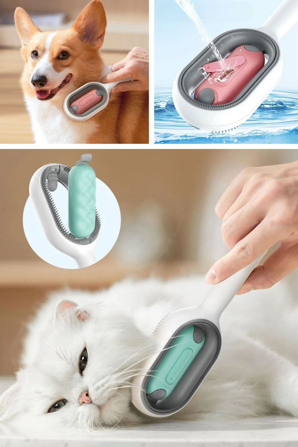 miorashop® Su Hazneli Kedi ve Köpek Tüyü Toplamama Fırçası Su Hazneli Pet Tarağı