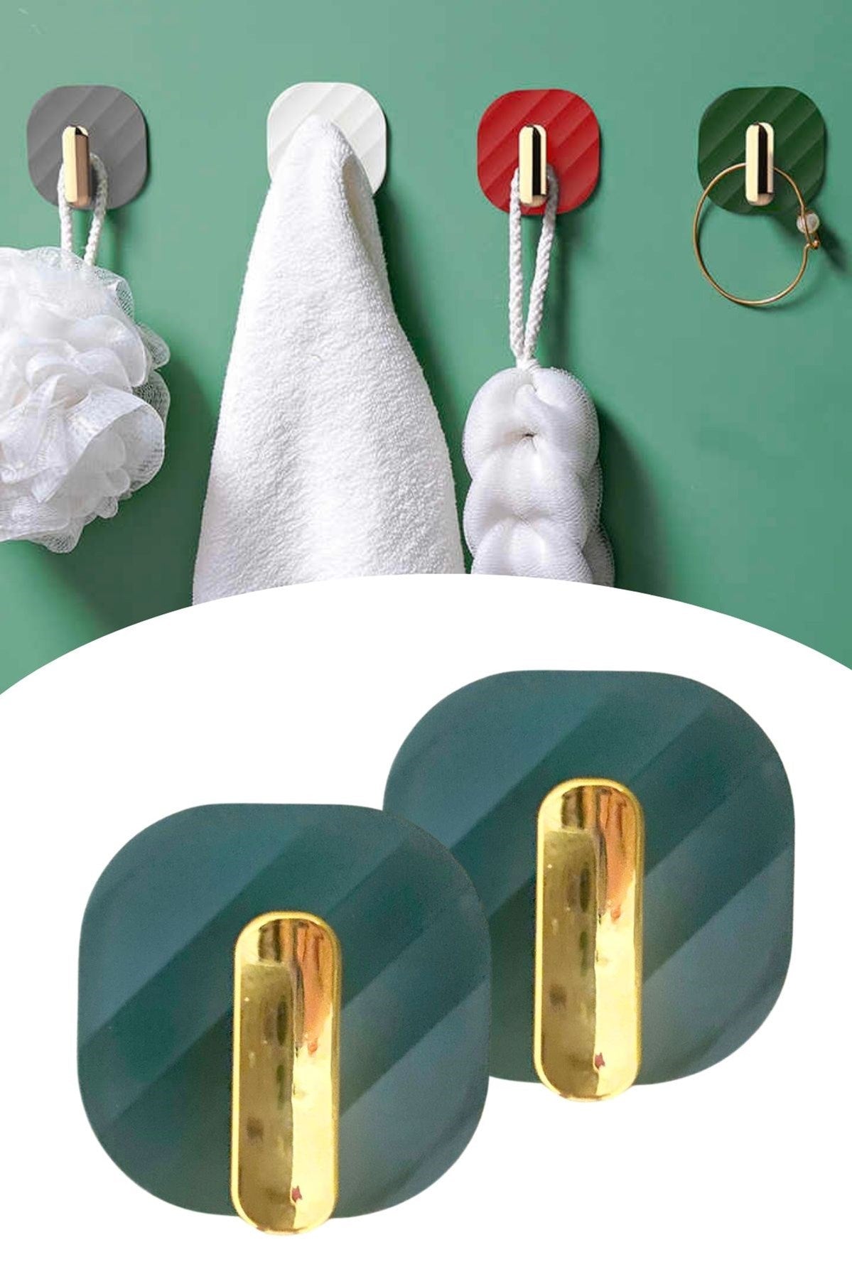 miorashop® 2li Yapışkanlı Retro Askılık Dolap Kapak Kulpu Yeşil
