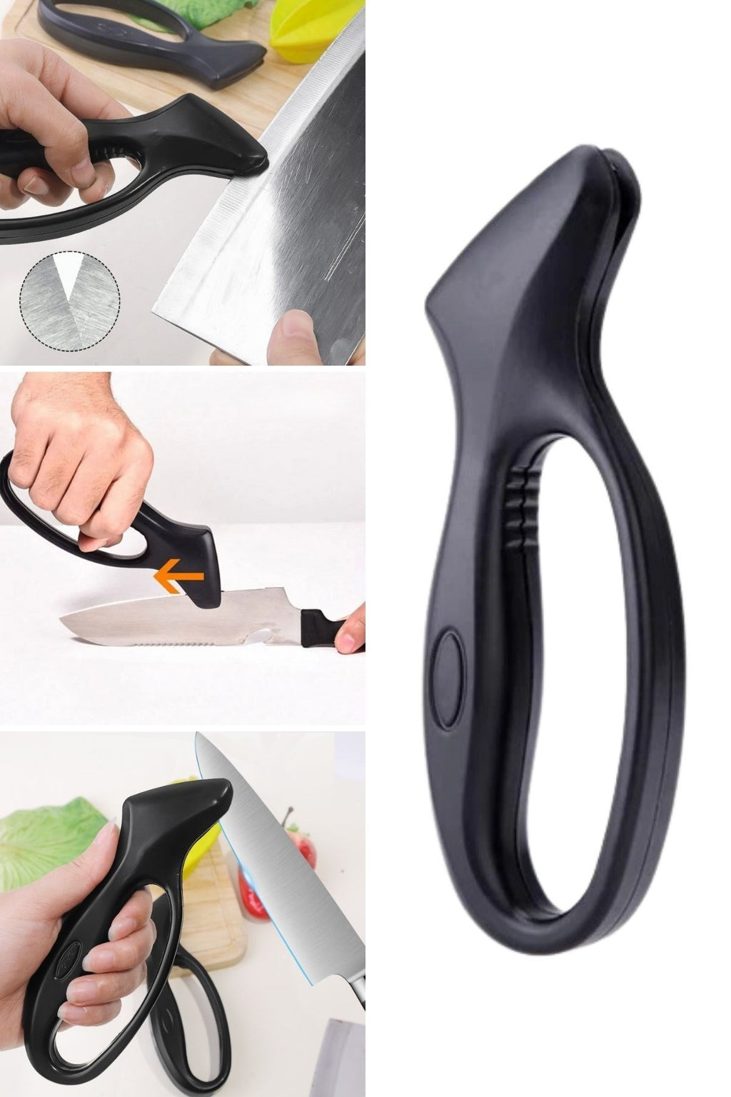 miorashop® Kolay Tutuş Saplı Paslanmaz Çelik Manuel Bıçak Bileme Aleti