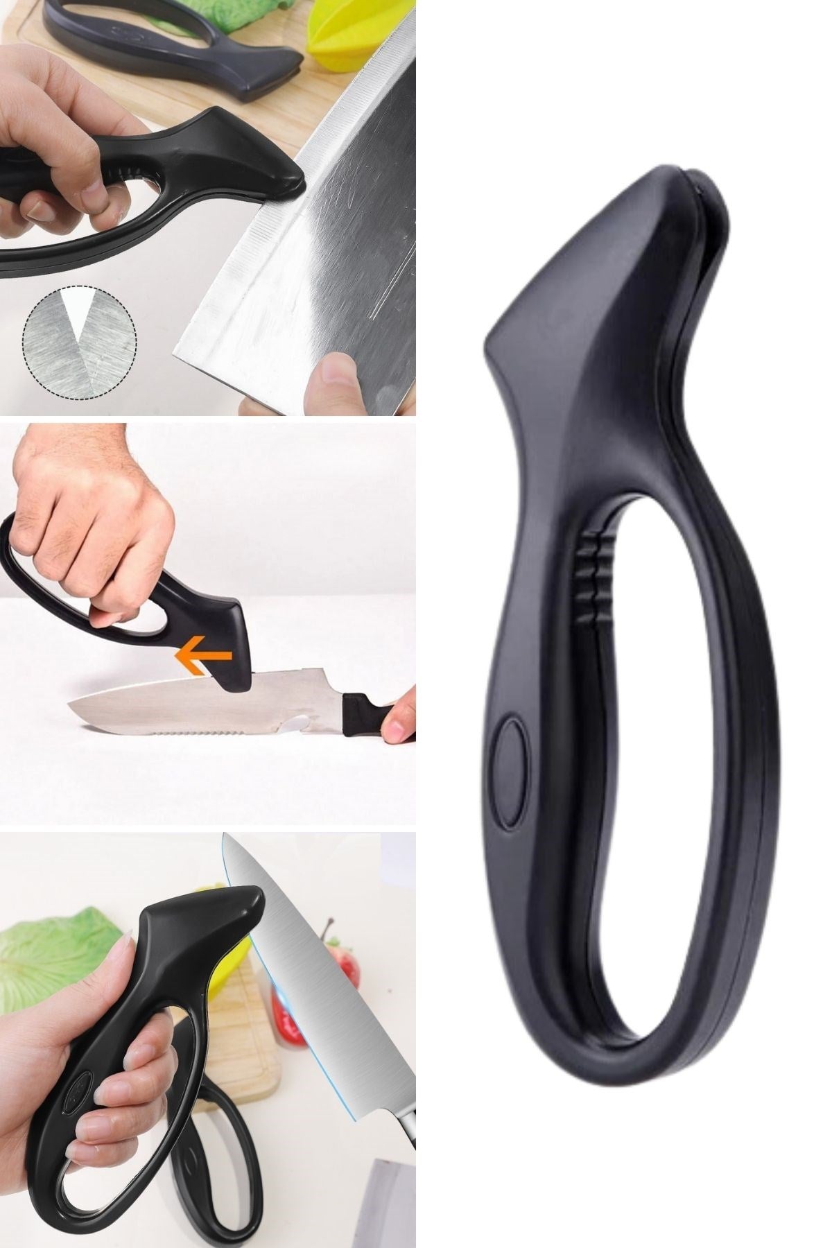 miorashop® Kolay Tutuş Saplı Paslanmaz Çelik Manuel Bıçak Bileme Aleti