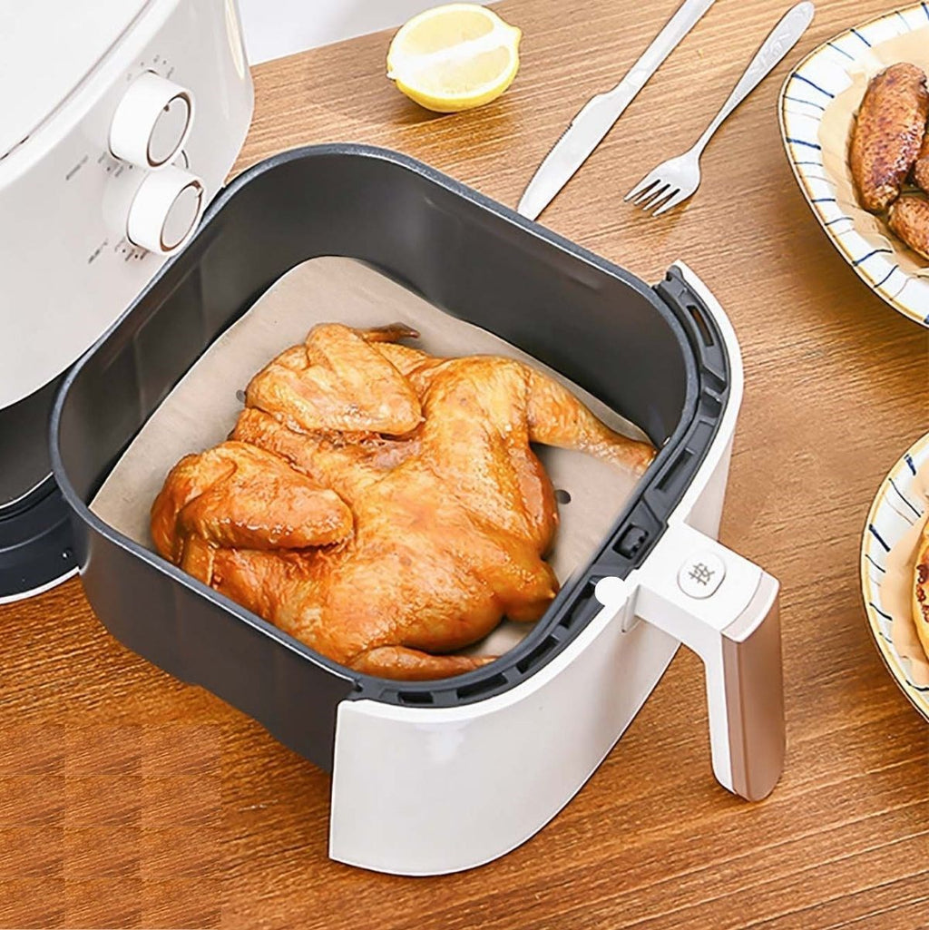 miorashop® 250 Adet Air Fryer Pişirme Kağıdı Tek Kullanımlık Hava Fritöz Yağ Geçirmez Yapışmaz Gıda Pişirme Kağıdı Delikli Kare Model