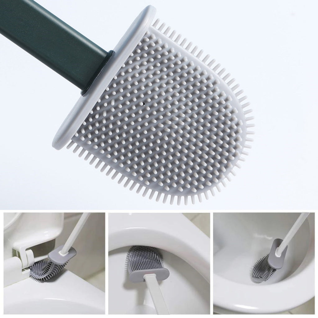miorashop® Duvara Monte Edilebilir Kapaklı Askılı Klozet Yumuşak Silikon Başlıklı Tuvalet Fırçası Seti