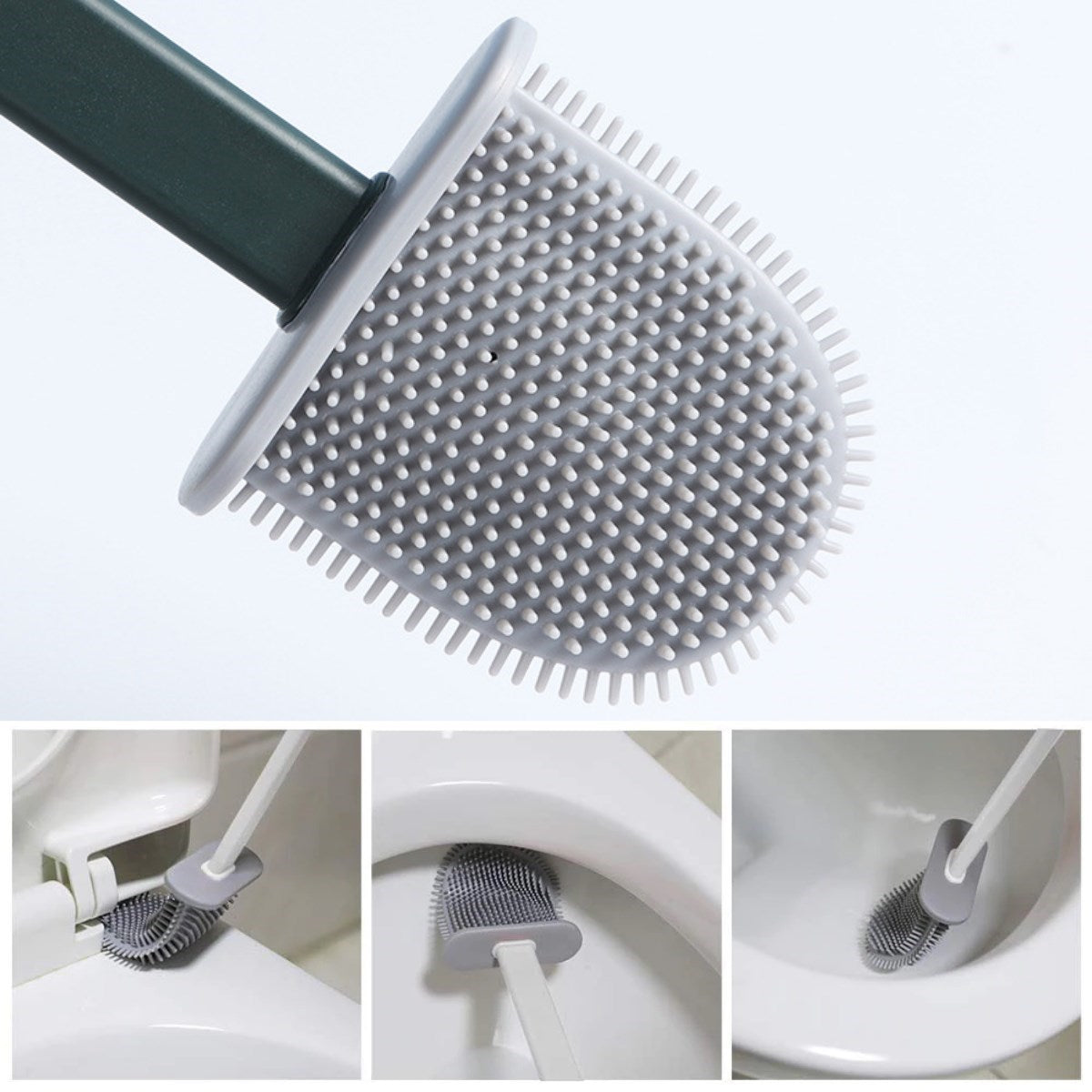 miorashop® Duvara Monte Edilebilir Kapaklı Askılı Klozet Yumuşak Silikon Başlıklı Tuvalet Fırçası Seti