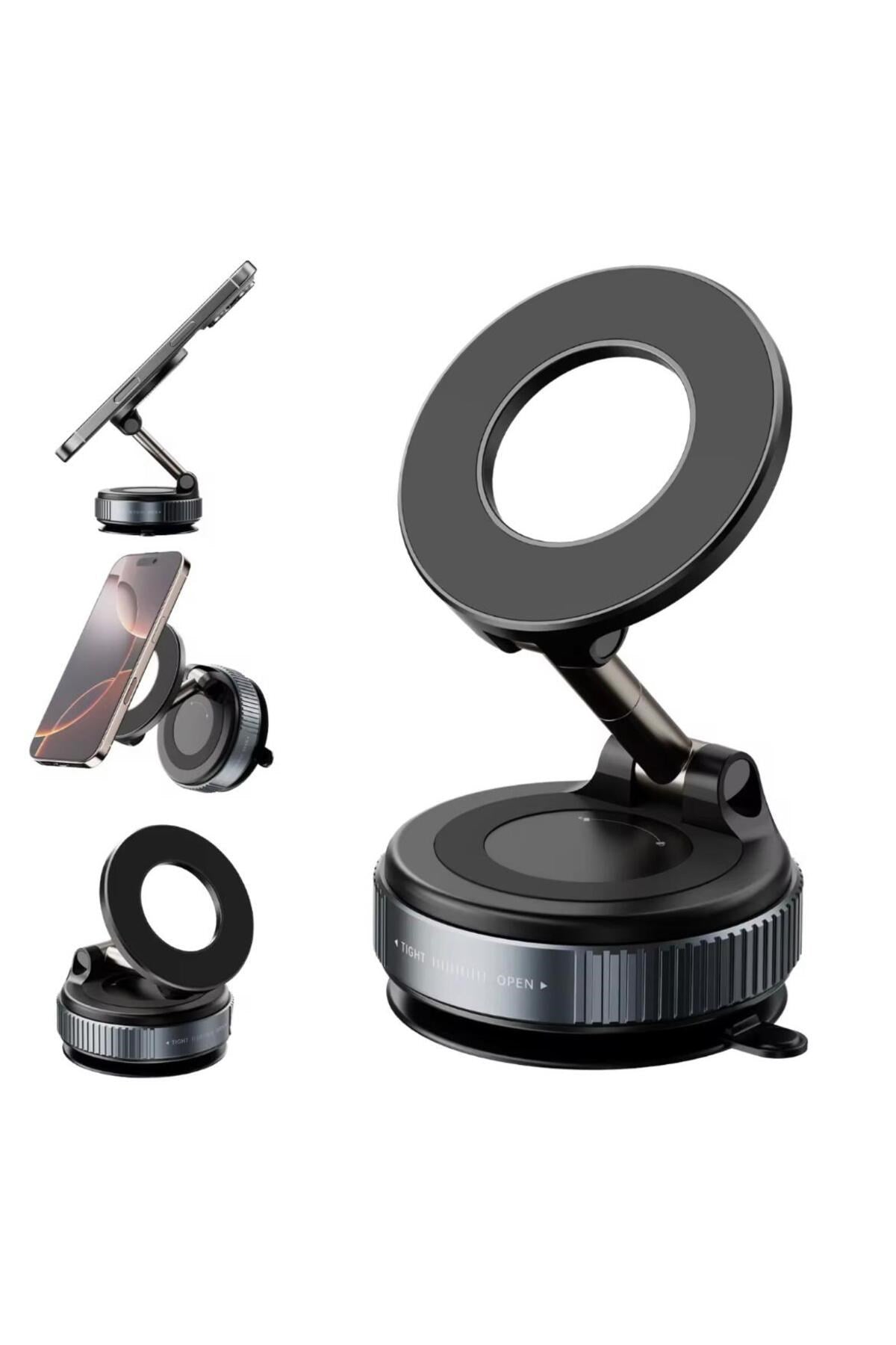 Manyetik vakumlu Araç İçi Telefon Tutucu - 360 Derece Dönebilen Ayaklı